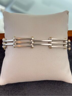 Tiffany & Co. 925 & 18k Gold Gate Link Bracelet 7.5-8"